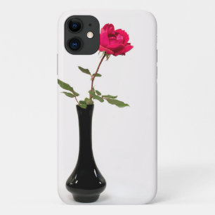 黒い花瓶に赤いバラ iPhone 11 ケース