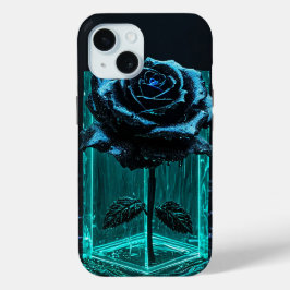 黒い花瓶のロマンティックなバラ 高級感のあるデザイン iPhone 15ケース