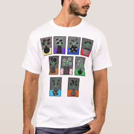 黒い花瓶の白黒の花 Tシャツ