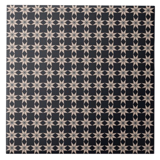 黒い花陶製タイル タイル (正面)