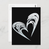 黒い芸術的背景に白いハート ポストカード (正面/裏面)