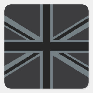 黒い英国国旗の旗のデザイン スクエアシール