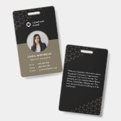 黒い茶色の従業員の写真ID抽象芸術パターン バッジ (正面＆裏面)