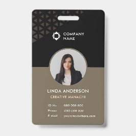 黒い茶色の従業員の写真ID抽象芸術パターン バッジ