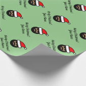 黒い茶色の皮クール膚のサンタクロースクリスマス ラッピングペーパー (角)