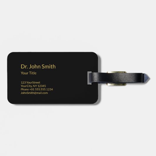 黒い荷物のラベルの上品な医学の金ゴールドのケリュケイオン ラゲッジタグ (裏面横)