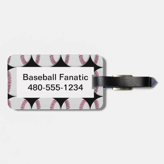 黒い荷物のラベルの野球パターン ラゲッジタグ (裏面横)
