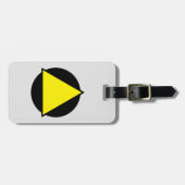 黒い荷物タグに黄色の警告シンボル ラゲッジタグ (正面横)
