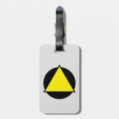 黒い荷物タグに黄色の警告シンボル ラゲッジタグ (裏面縦)