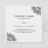 黒い華美トライバルマンダルコーナーフレーム スクエア名刺 (裏面)