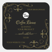 黒い華美製品ラベルのロゴの金ゴールドコーナー