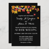 黒い落ち葉のウェディング招待状 招待状 (正面/裏面)