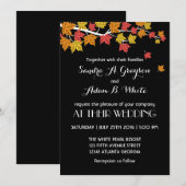 黒い落ち葉の結婚式招待状 招待状 (正面/裏面)