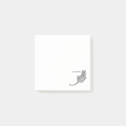 黒い落書きでできた座る虎 ポストイット (正面)