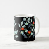黒い葉と赤い花 コーヒーマグカップ (正面右)