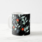 黒い葉と赤い花 コーヒーマグカップ (正面左)