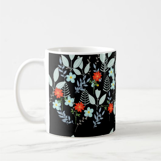 黒い葉と赤い花 コーヒーマグカップ (左)