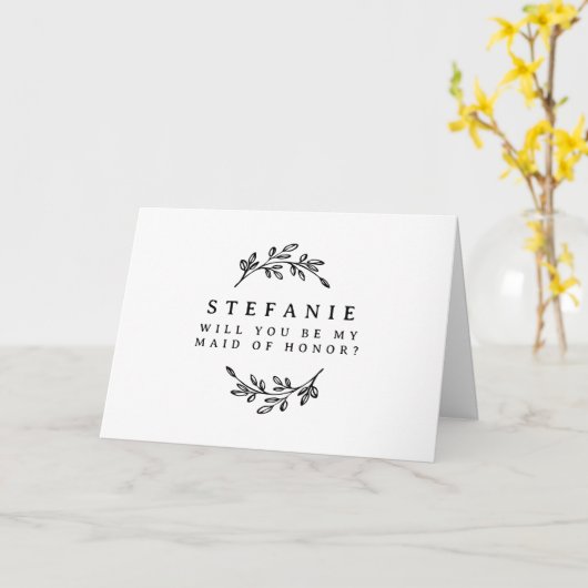黒い葉のリースが私のメイド・オブ・オーナー（花嫁付き添い人） カード (黄色い花)