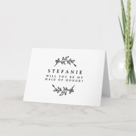 黒い葉のリースが私のメイド・オブ・オーナー（花嫁付き添い人） カード