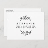 黒い葉のリースが私のメイド・オブ・オーナー（花嫁付き添い人） ポストカード (正面/裏面)