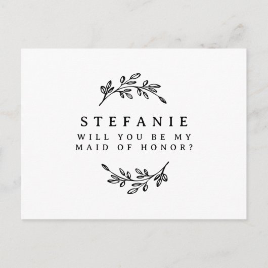 黒い葉のリースが私のメイド・オブ・オーナー（花嫁付き添い人） ポストカード (正面)