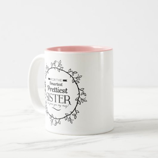 黒い葉の円の最も頭が切れるで最もかわいらしい姉妹 ツートーンマグカップ (正面左)