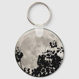 黒い葉の後ろの月 キーホルダー