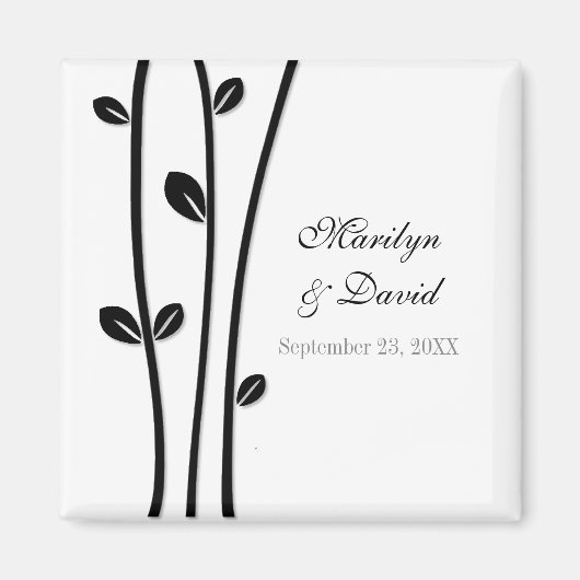 黒い葉の枝 マグネット (正面)