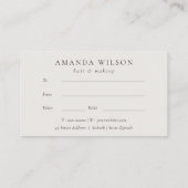 黒い葉の熱帯葉シダのギフト証明書 名刺 (裏面)