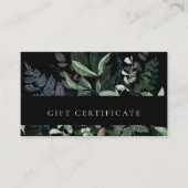 黒い葉の熱帯葉シダのギフト証明書 名刺 (正面)