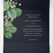 黒い葉の緑の水の色結婚の 三つ折り招待状 (内部中)