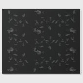 黒い葉の黒の花のつる植物パターン ラッピングペーパー (フラット)