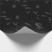 黒い葉の黒の花のつる植物パターン ラッピングペーパー (角)