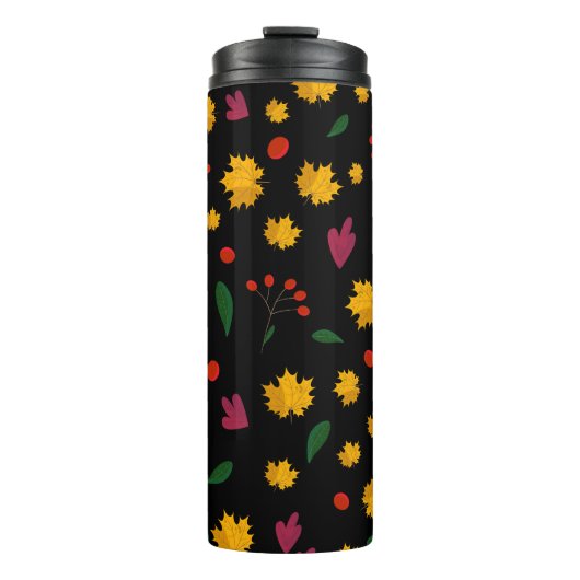 黒い葉背景のパターン タンブラー (正面)