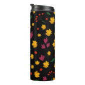 黒い葉背景のパターン タンブラー (回転右)