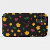 黒い葉背景のパターン Case-Mate iPhoneケース (裏面(横))