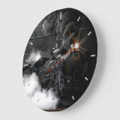 黒い蒸気列車 ラージ壁時計 (傾斜)
