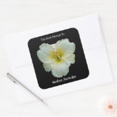 黒い蔵書票に白いデイリー スクエアシール (封筒)