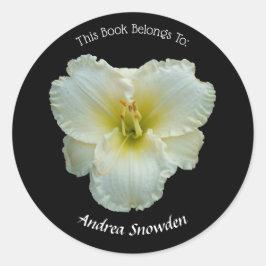 黒い蔵書票に白いデイリー ラウンドシール