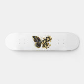 黒い蘭と金色の花の蝶 スケートボード (横)
