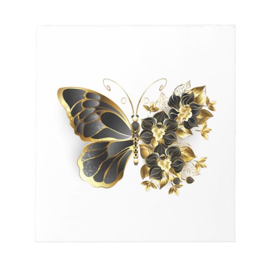 黒い蘭と金色の花蝶 ノートパッド (正面)