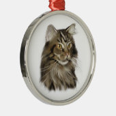 黒い虎猫のメインのあらいぐま猫 メタルオーナメント (右)