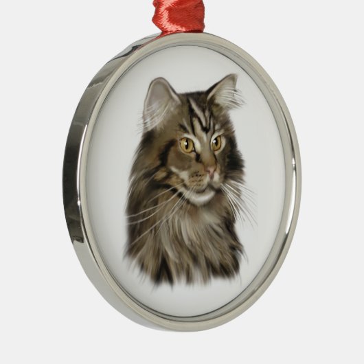 黒い虎猫のメインのあらいぐま猫 メタルオーナメント (右)