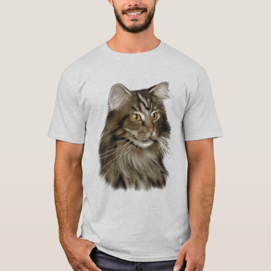 黒い虎猫のメインのあらいぐま猫 Tシャツ (正面)