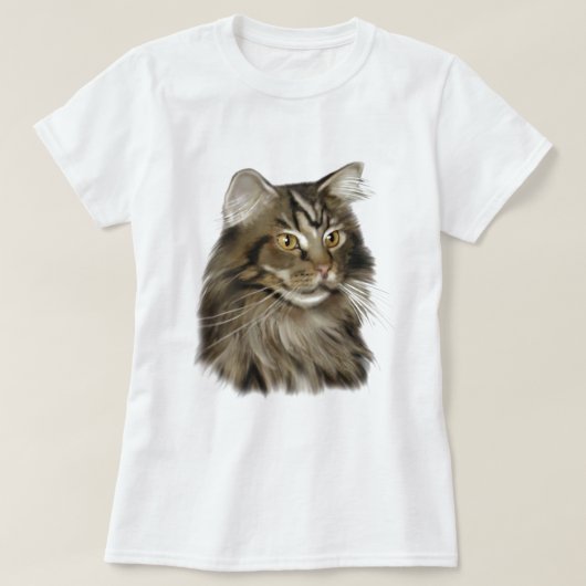 黒い虎猫のメインのあらいぐま猫 Tシャツ (デザイン正面)
