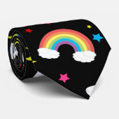 黒い虹のユニコーンのハートの星パターン ネクタイ (ロール)