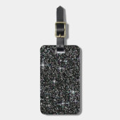 黒い虹色のグリッター ラゲッジタグ (正面縦)
