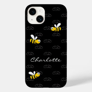 黒い蜂のおもしろいユーモアのモノグラムパターン Case-Mate iPhone 14ケース