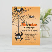 黒い蜘蛛の巣のオレンジHallowenのパーティーの招待 招待状 (スタンド正面)