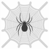 黒い蜘蛛の灰色のクモの巣 ハロウィン飾り シール (正面)